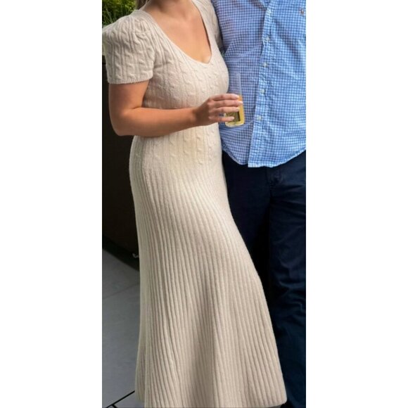 FREE PEOPLE Madsen Midi Dress in Oatmilk Size Large